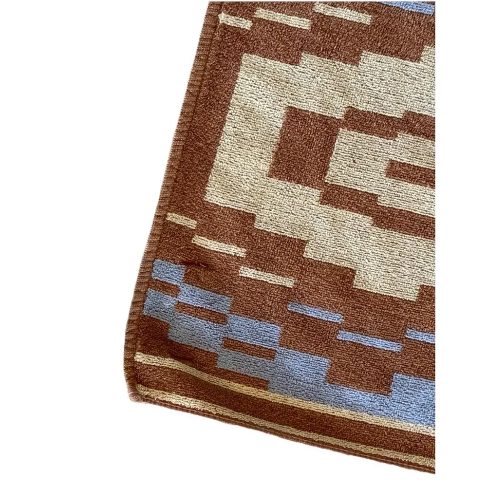 Vintage Allen International Hand Towels Bathroom Decor Wash Cloths Brown Blue